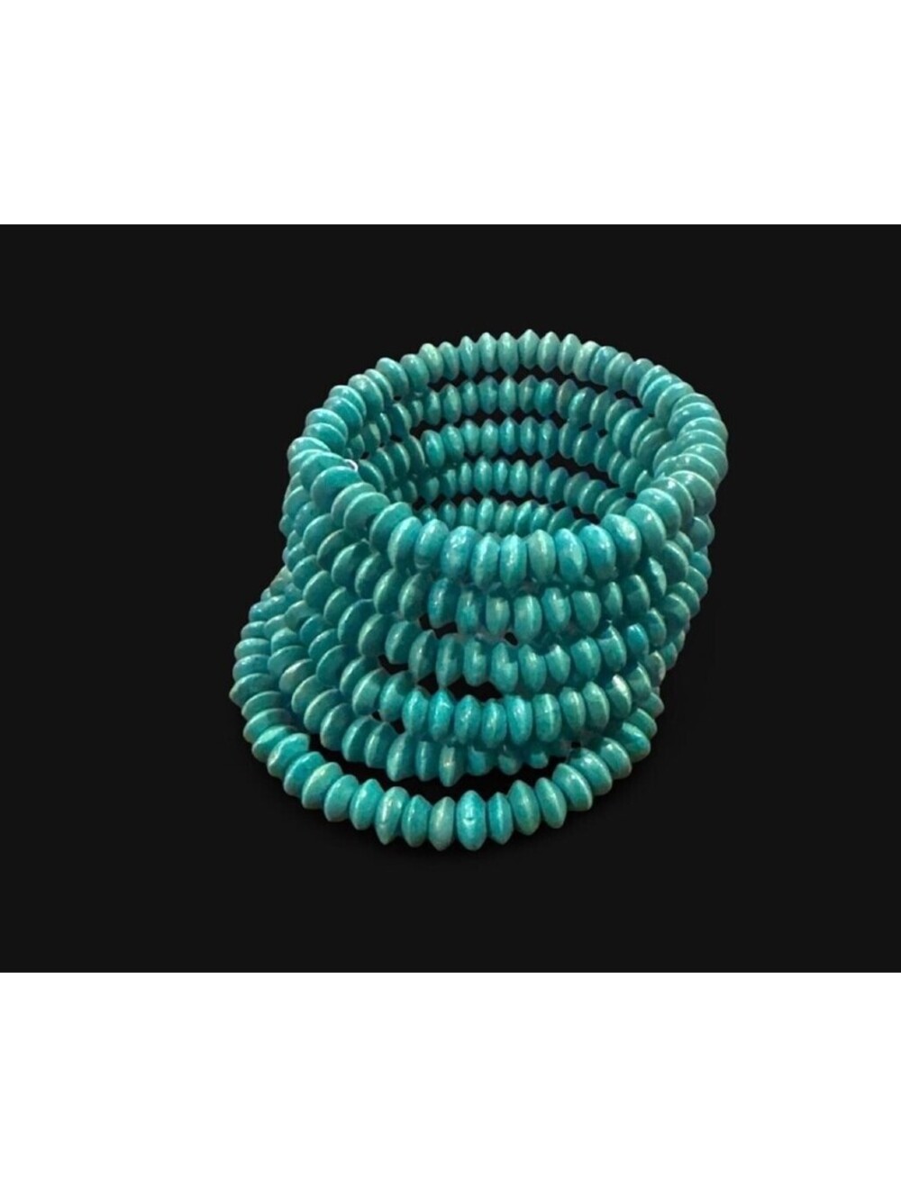 Vintage Western Boho Handmade Turquoise Wooden Bead Memory Coil Bracelet